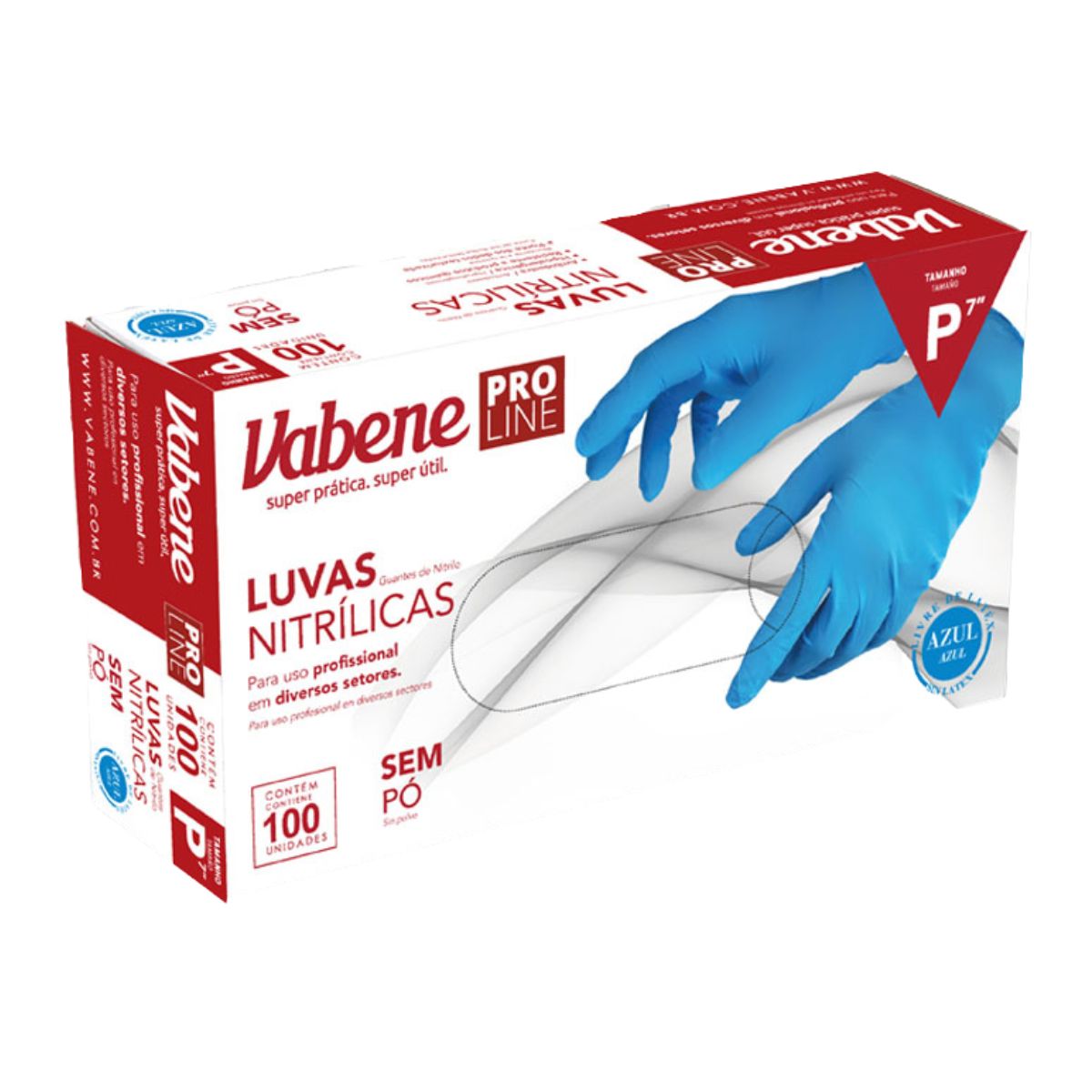 Luva nitrílica azul sem pó · P