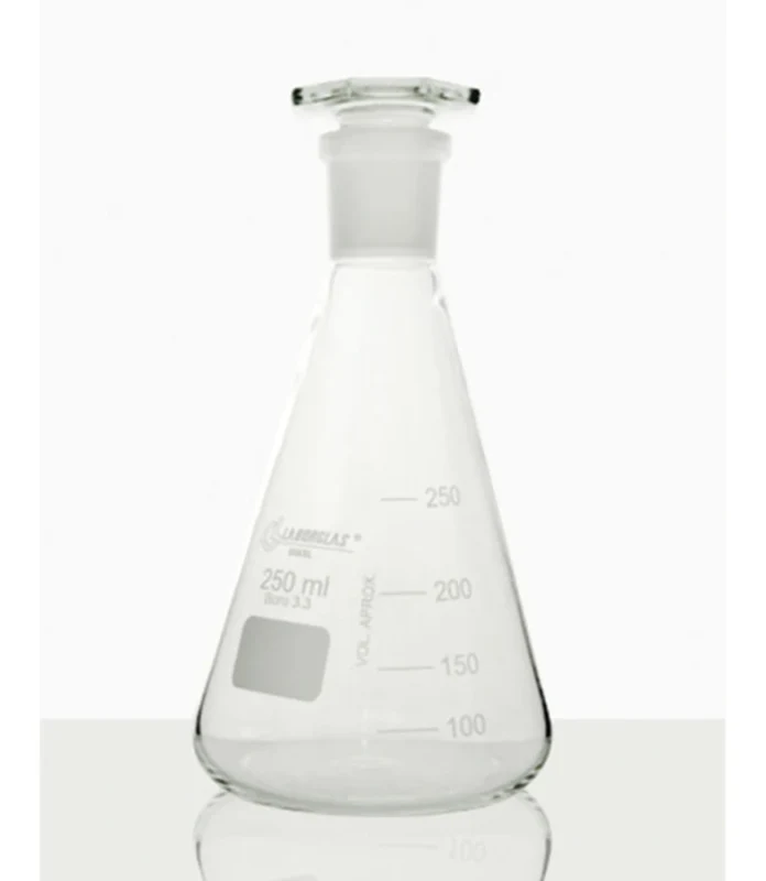 Imagem de referência de FRASCO ERLENMEYER C/ ROLHA DE VIDRO – 250ML