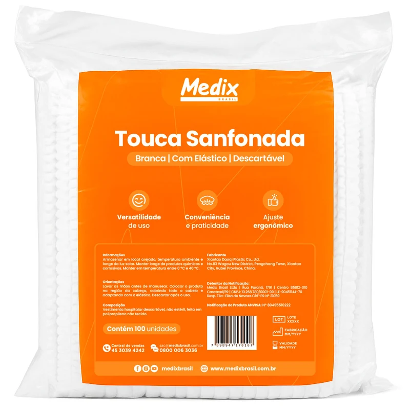 Imagem de referência de TOUCA SANFONADA C/ ELASTICO SIMPLES (10G) – 100UN/CX