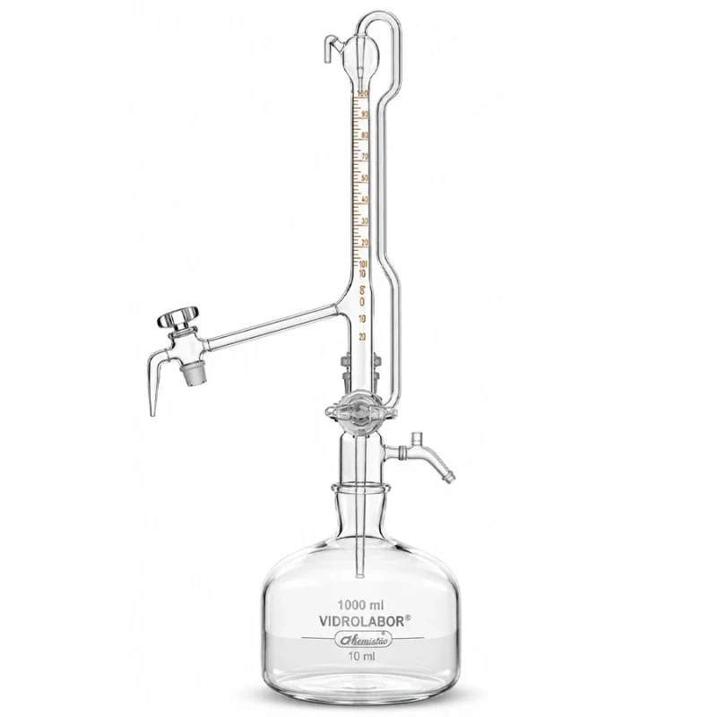 Imagem de referência de BURETA AUT. INCOLOR C/ 2 T.VIDRO E FRASCO DE 1L – 50ML